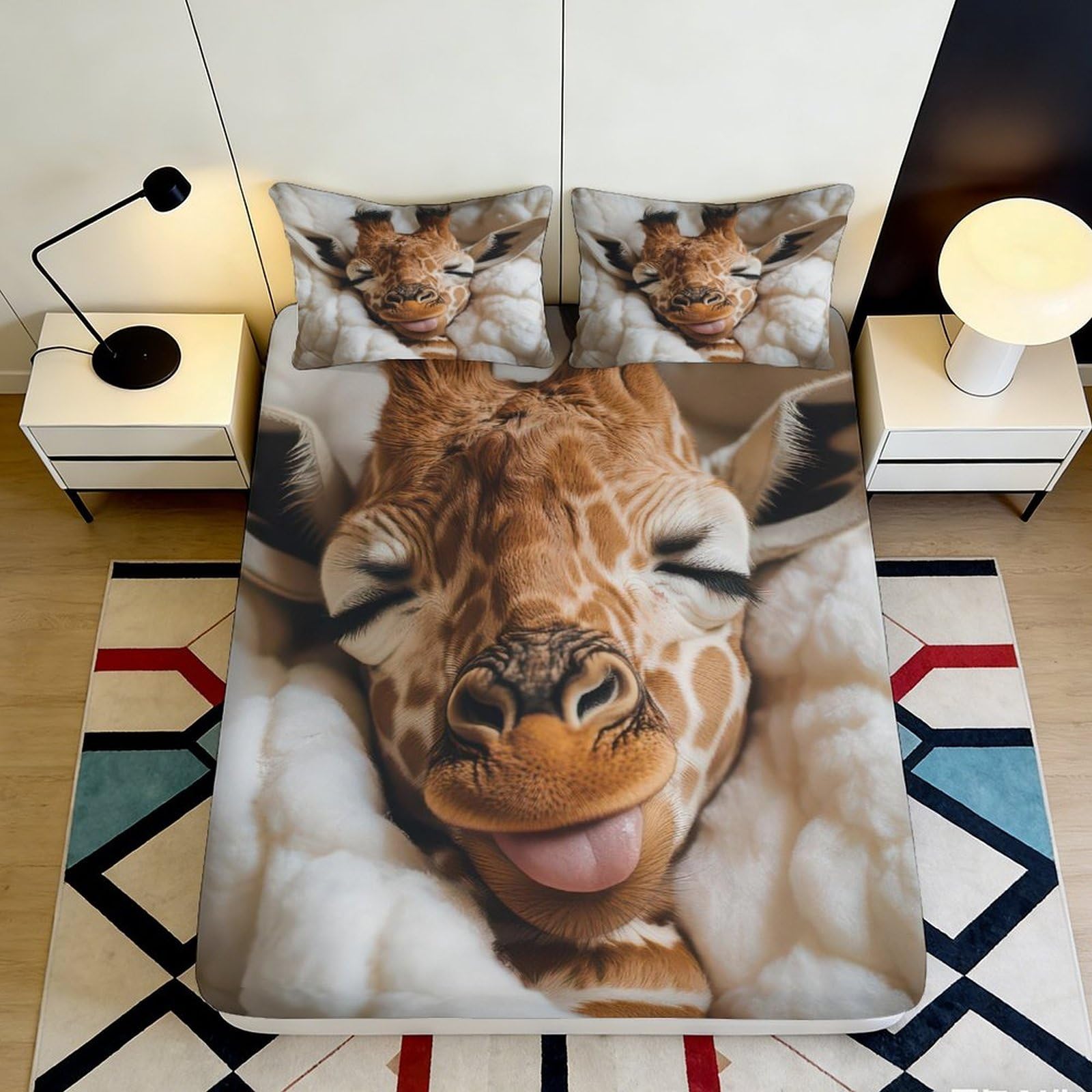 3D Printed Fox Forest Fitted Sheet Microfiber Deep Pocket Non-Slip Bedroom Bedding Fox Mattress Fitted Cover 120x200x25cm