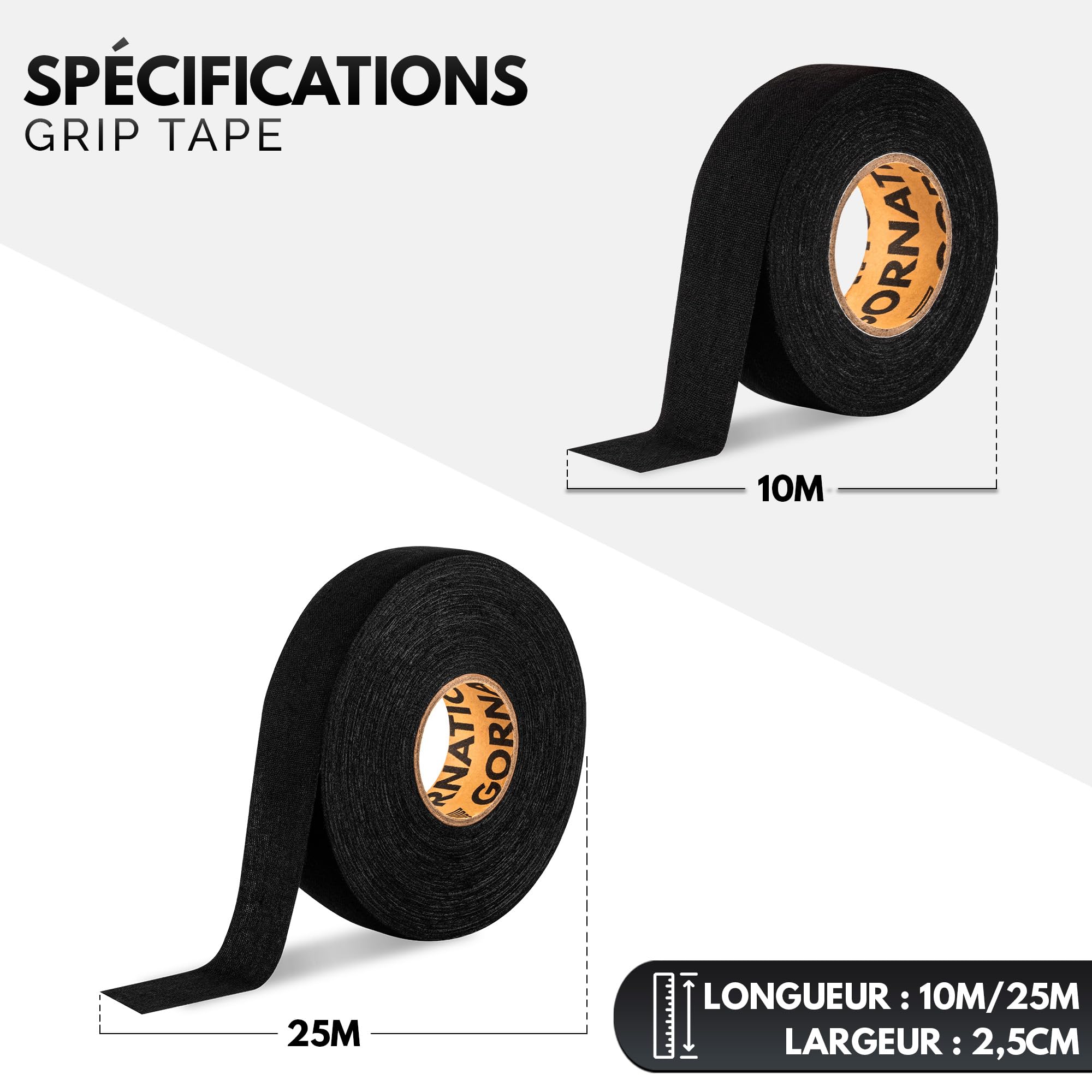 GORNATION Grip Tape, Ruban Adhésif pour Haltère, Barre de Traction, Ruban Adhésif Anti-Dérapant pour Calisthenics, Haltérophile, Crossfitness, Street Workout, Muscu, Tennis, Hockey