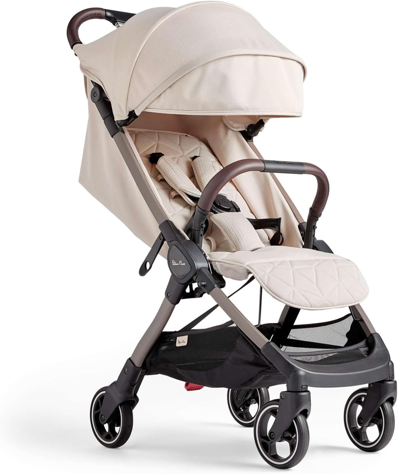 Silver Cross Clic 2024 Airline Approved Cabin Size Travel Stroller/Pram|Foldable & Lightweight |Pull Along Trolly Style|for Newborns, Baby Boy and Girl 0-4yrs Upto 22kgs|Car Seat Compatible - Almond