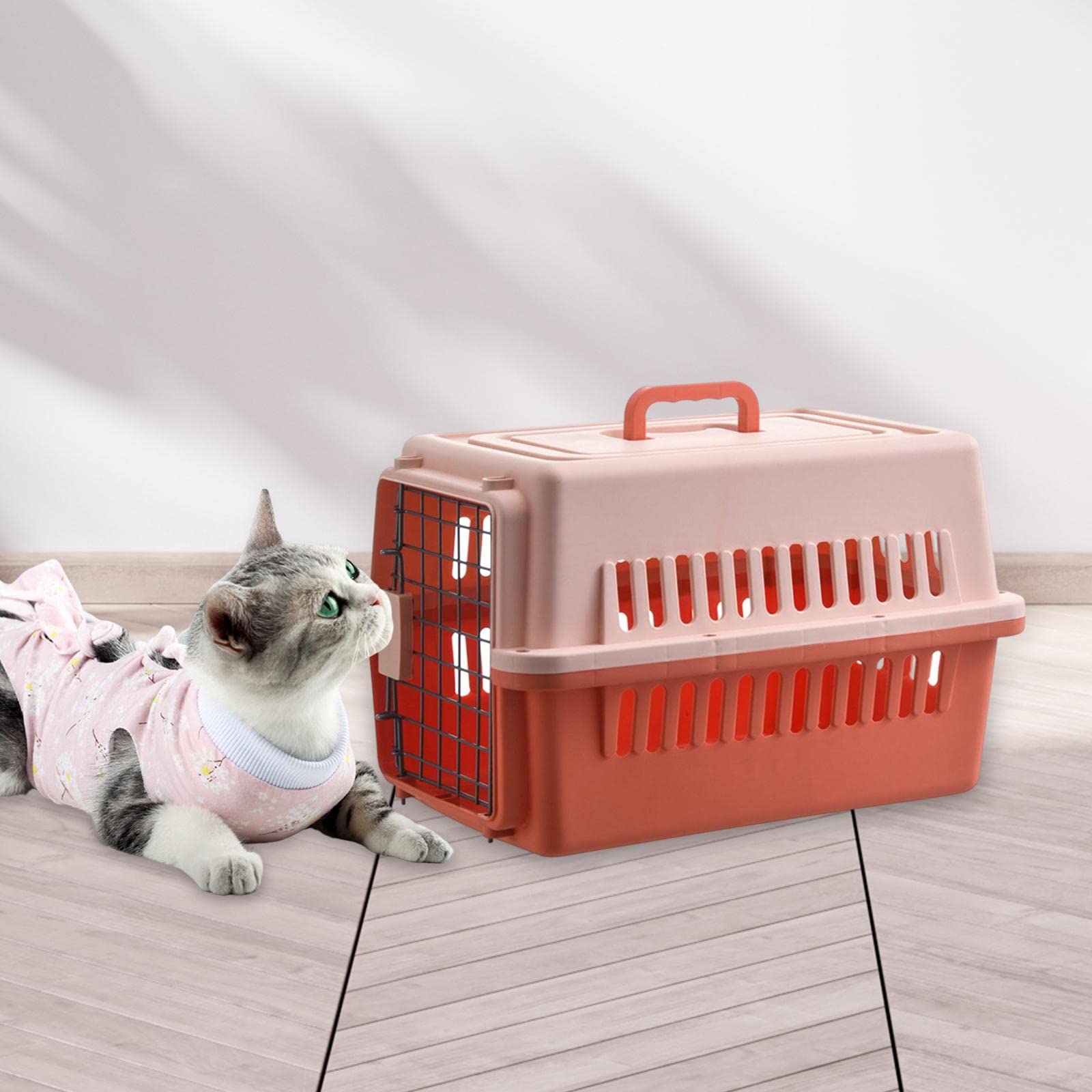 Tragbarer Hunde Reise Organizer, Tragetasche, Tiertragetasche, Kiste, Hartseiten Haustiertragetasche für Katzen, Kleine, Mittelgroße Hun, Orange
