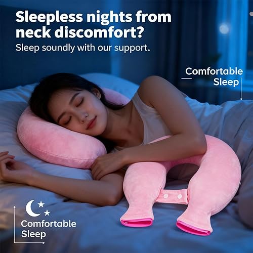 Miniatura 6 de Botella de agua caliente en forma de U para cuello y hombros, bolsa de terapia de calor de gran capacidad de 47.3 fl oz con funda de franela