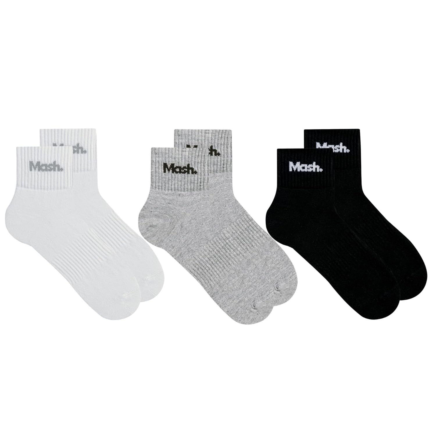 Kit 3 Pares Meia Cano Médio Curto Esportiva Academia Masculina Mash