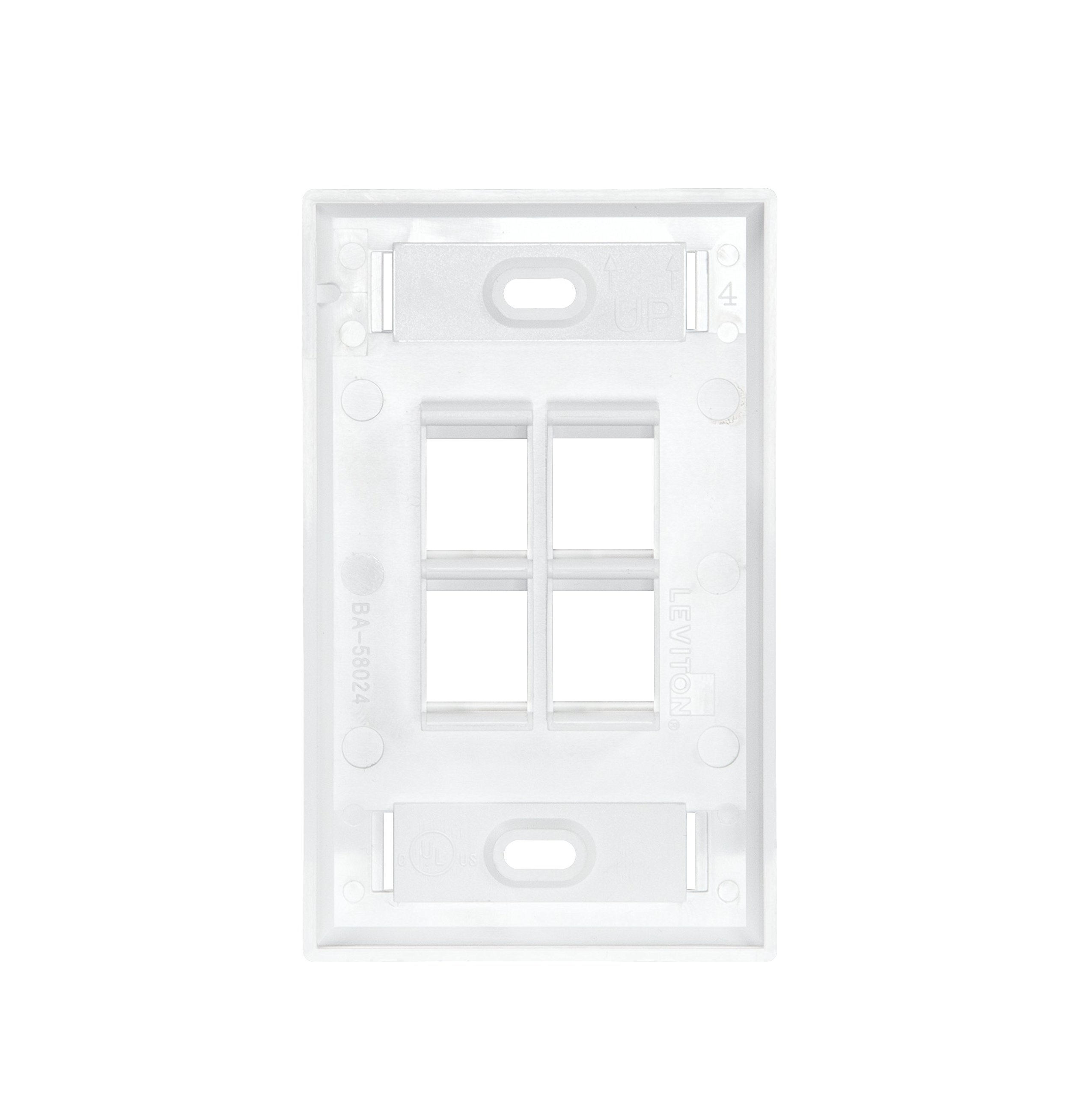 Leviton QuickPort Wallplate with ID Window, Single Gang, 4