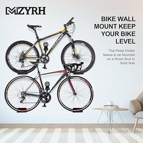 Vista 2 de MZYRH Soporte de pared resistente para bicicleta, acero inoxidable, 1 paquete, negro