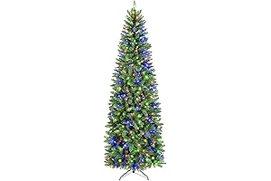 Hykolity Pre-Lit Pencil Slim Christmas Tree with Breathtaking Multi-Colored Lights