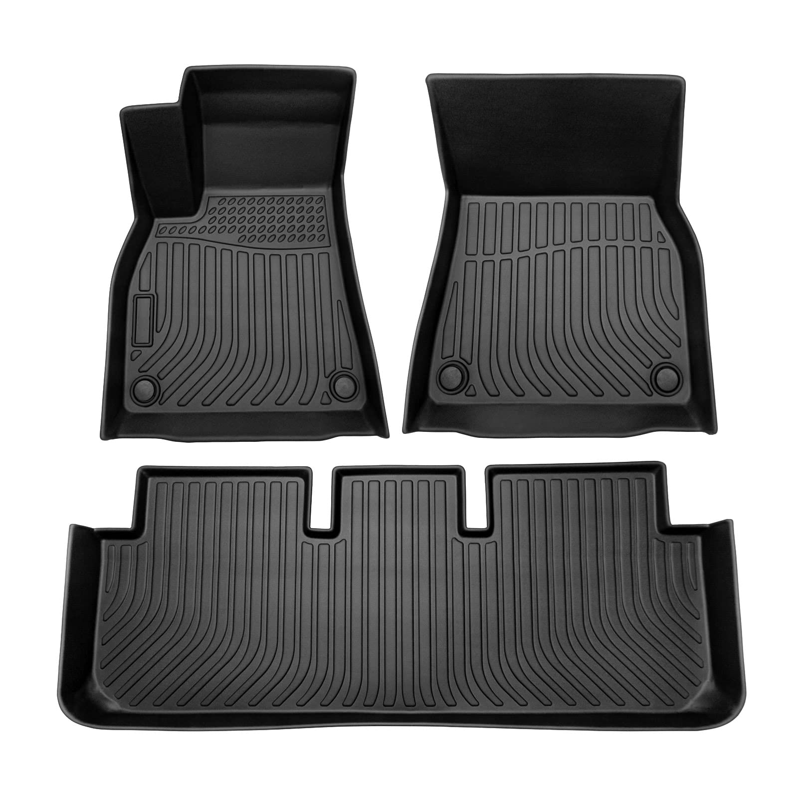 Photo 1 of Cartist Floor Mats Fit for 2021-2024 Tesla Model S Accessories All Weather Floor Liners 1st and 2nd Row Carpet Protection Floor Mat Set 3D TPE Heavy Duty