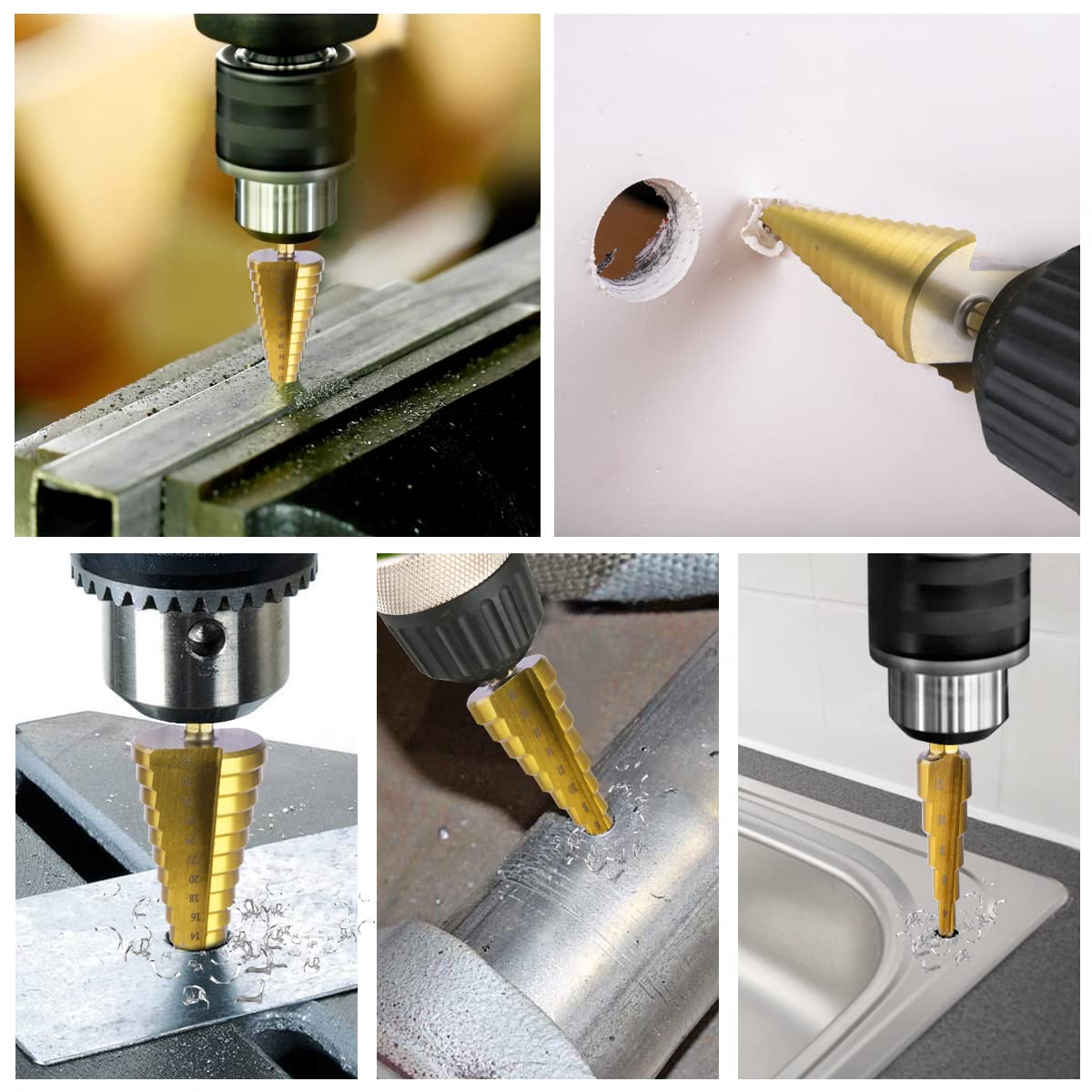 flintronic® Punte Coniche, Fresa Conica Trapano a Gradini, HSS Titanium, Misure 4-12/4-20/4-32, Buco Cutter a Scalini per Eseguire Foro In Metallo Acciaio Ottone Legno Plastica Ferro…
