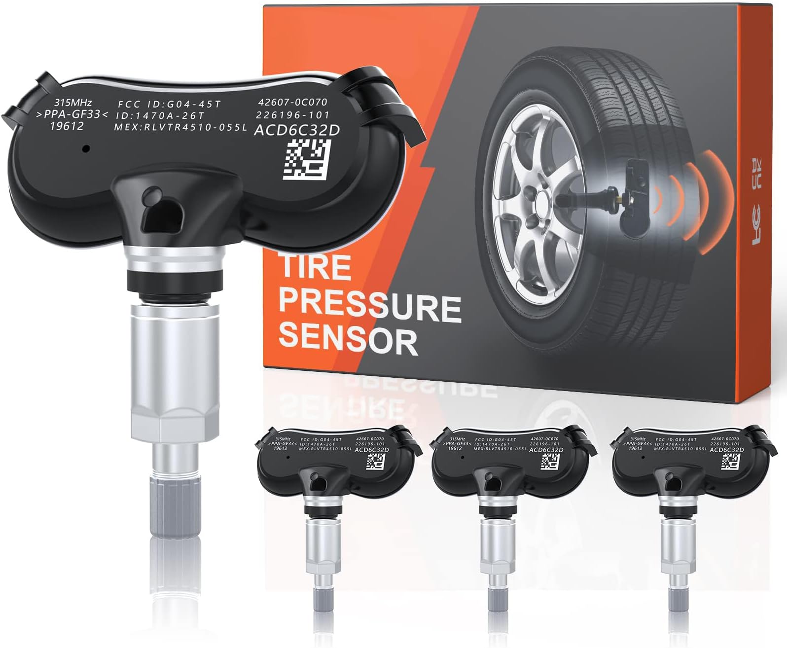 GEARMEISTER TPMS Sensor for Toyota Sequoia 2008-2017|Sienna 2007-2020|Tundra 2007-2017, Pre-Programmed Tire Pressure Sensors, 315MHz TPS Sensor Replace 426070C070 529333X200 4PCS