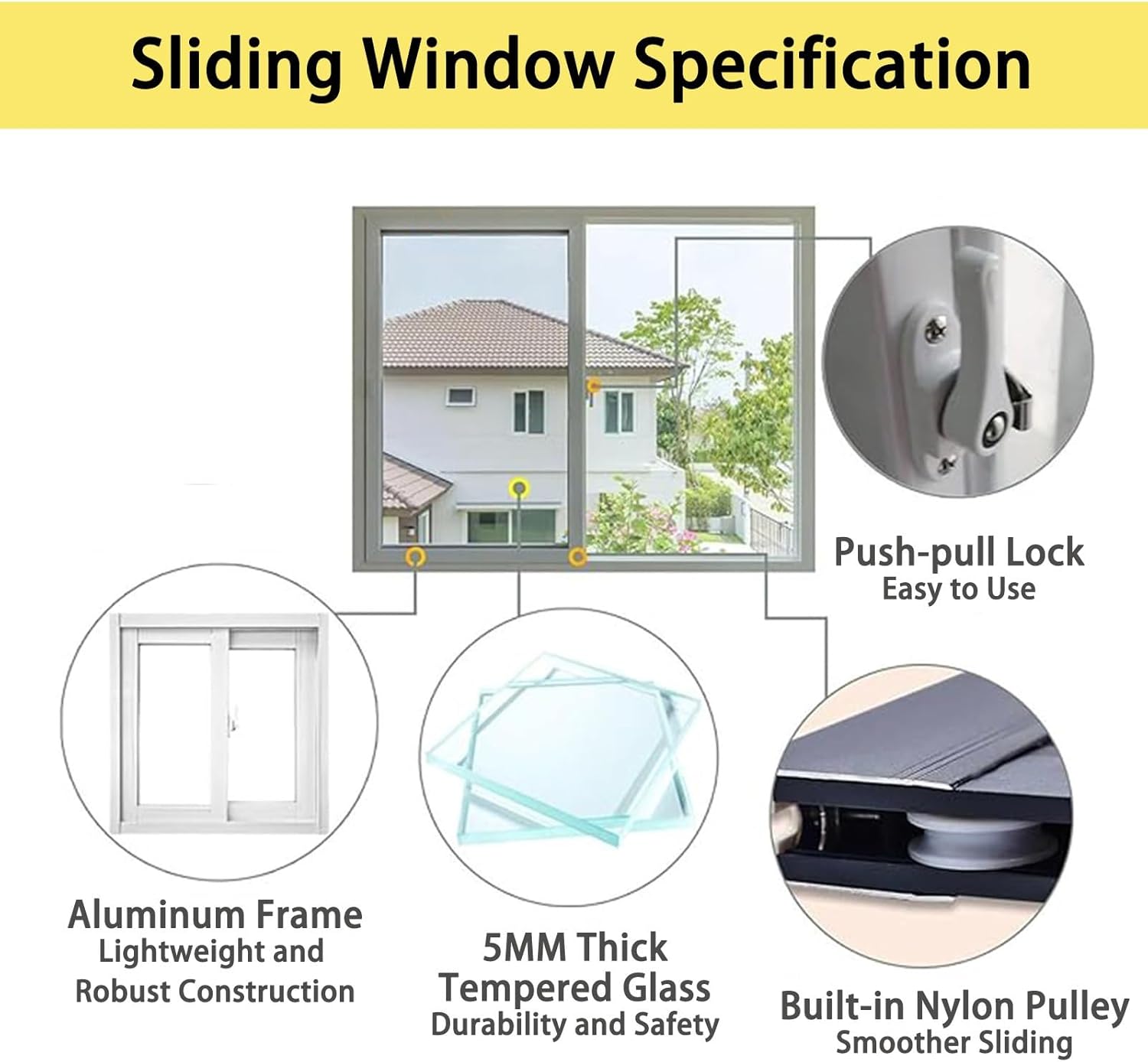Horizontal Sliding Window,Shed Window with Screen, Small Aluminum Locked Replacement Windows Flush Mount with Tempered Glass for Shed Chicken Coop Playhouse(Black,73x30cm/29x12in)