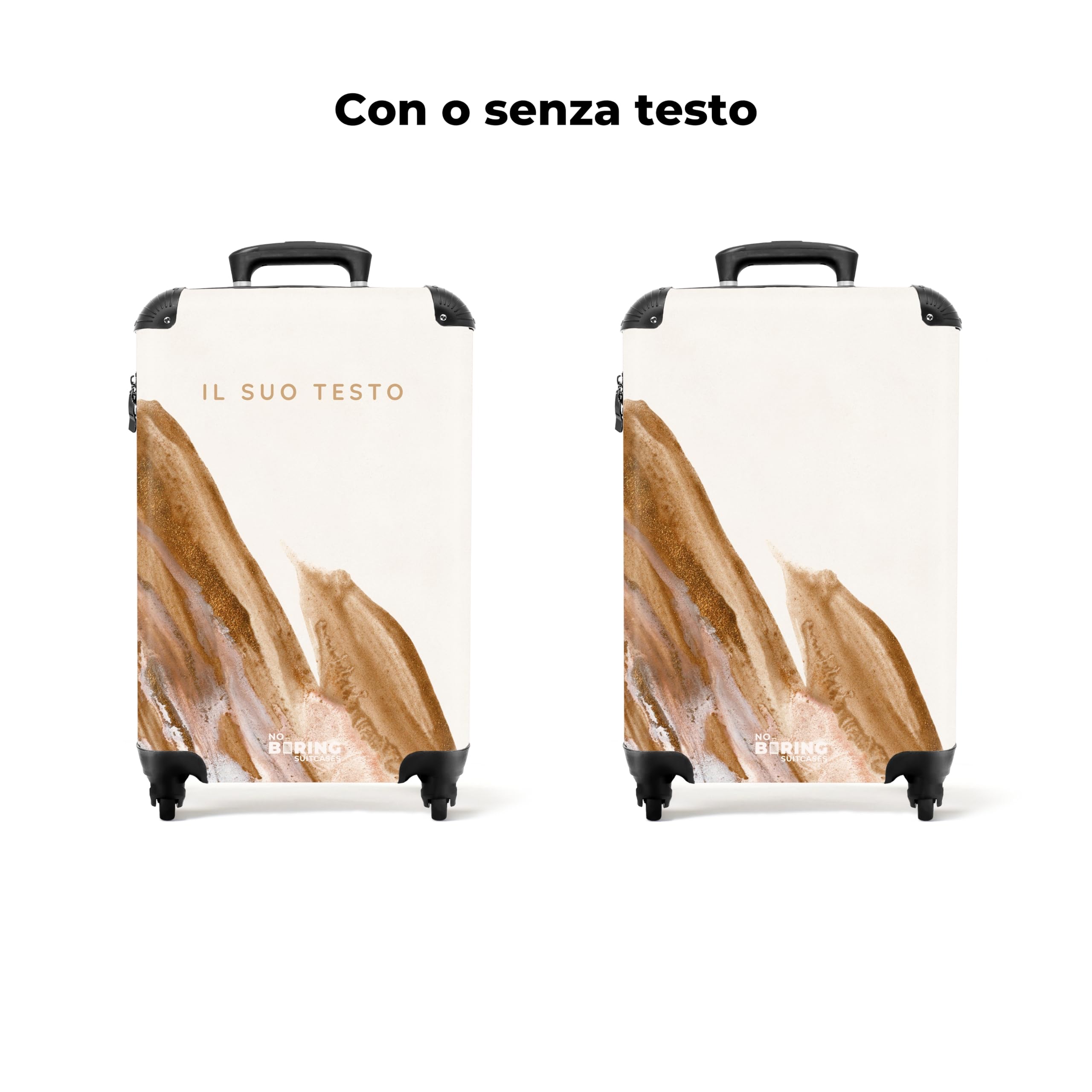 NoBoringSuitcases.com® Trolley Bagaglio a Mano 55x40x20, Bagaglio da 10 kg con Ruote, Valigia Rigida Leggera, Trolley Cabina con Paillette Dorate, Disponibile in 6 Design, Valigia per Aereo