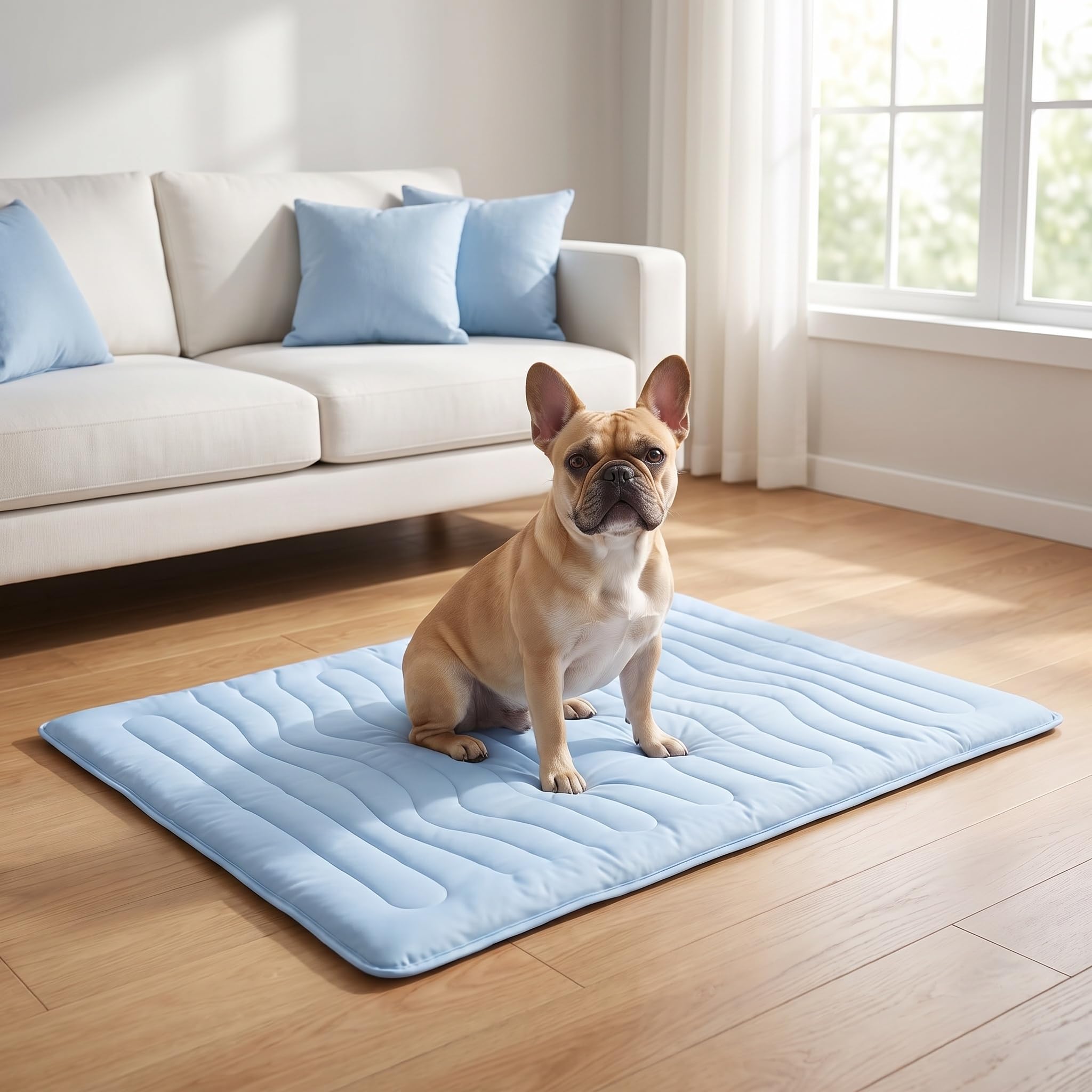 Tapis Rafraîchissant pour Chien Kobolaf - Coussin Réversible en Soie Glacée, Lavable Et Respirant, Idéal pour Lété chez Les Chiens Et Les Chats. Conception Green Large