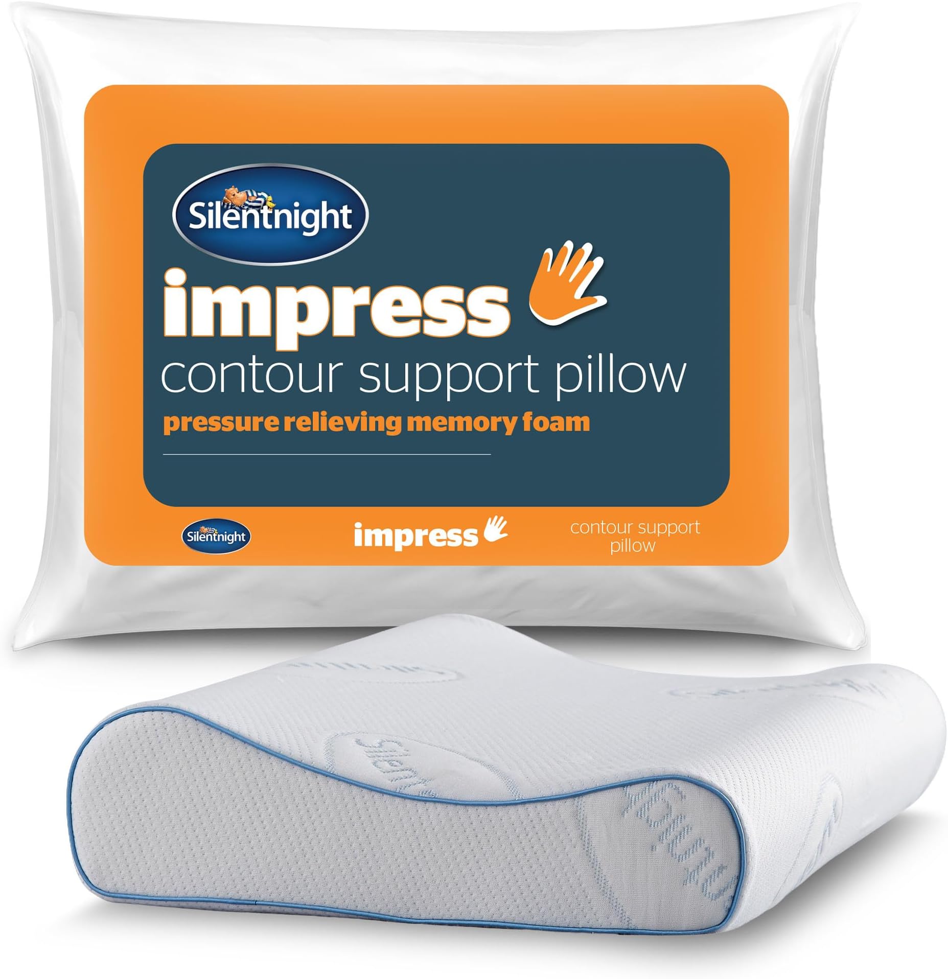 Silentnight Impress Memory Foam Pillow | Orthopaedic, Ergonomic Cervical, Firm Support, Neck and Shoulder Pain Relief, Reactive Memory Foam