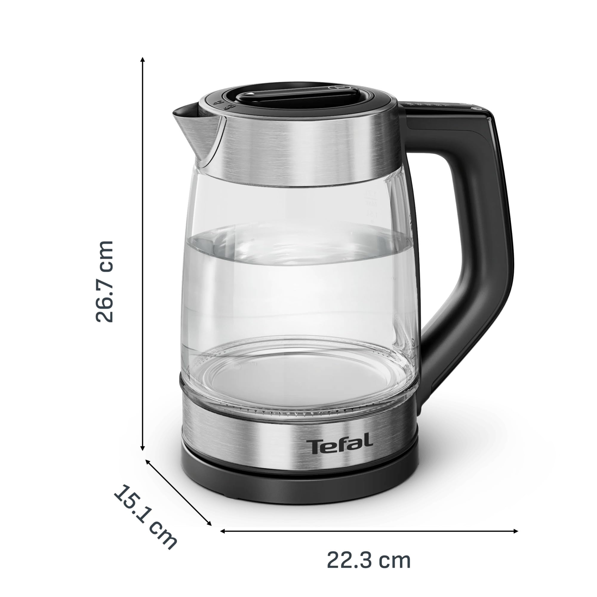 Tefal Express, Bollitore Elettrico In Vetro, Controllo Dal Manico, 1.7 L, 5 Livelli Di Temperatura, Monitoraggio In Tempo Reale, KO760DE0