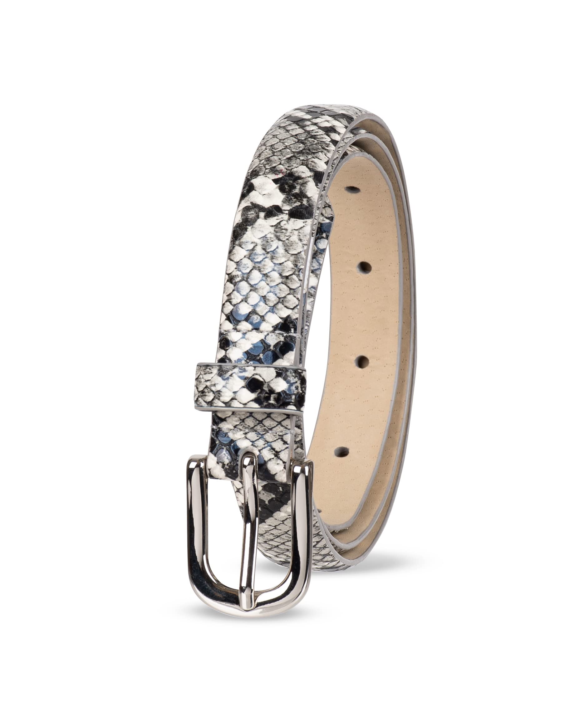 Amazon Essentials Women's Skinny Feather Edge Belt, Faux Snake Skin, X-Large