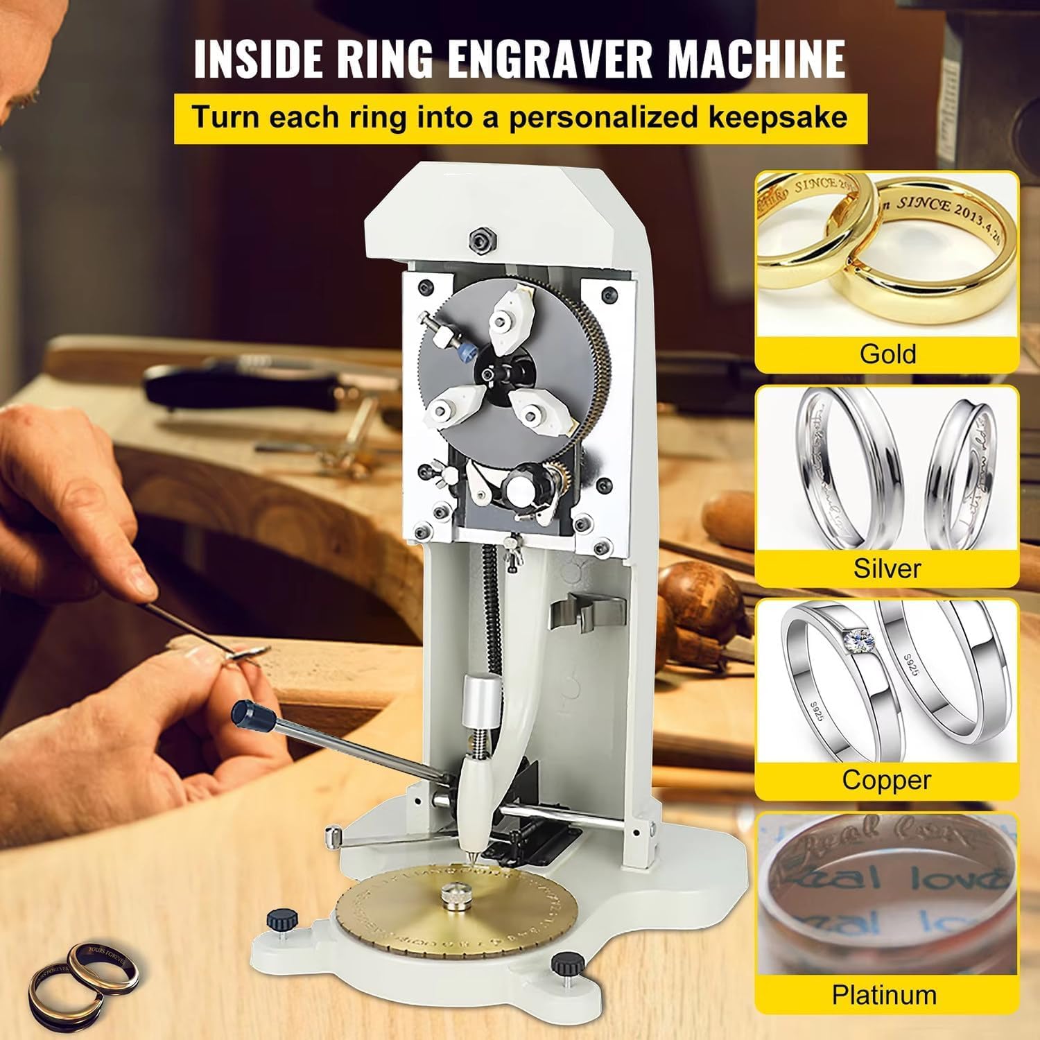 Incisore manuale con quadrante bifacciale per incisione su oro, argento, rame, blocco caratteri da 1,5 mm-2,0 mm, personalizza gioielli e artigianato