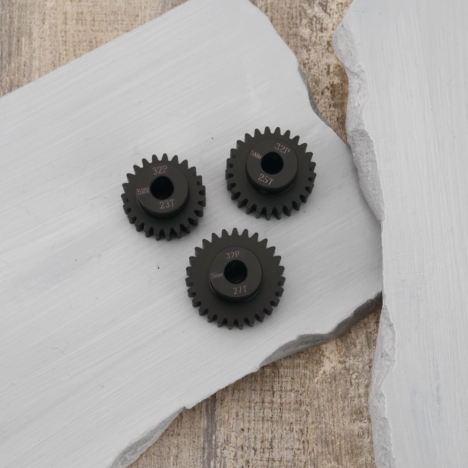 RC Pinion Gear Set - 23T 25T 27T 5MM 32P Mod .8 - For 1/10 Scale Cars & Trucks