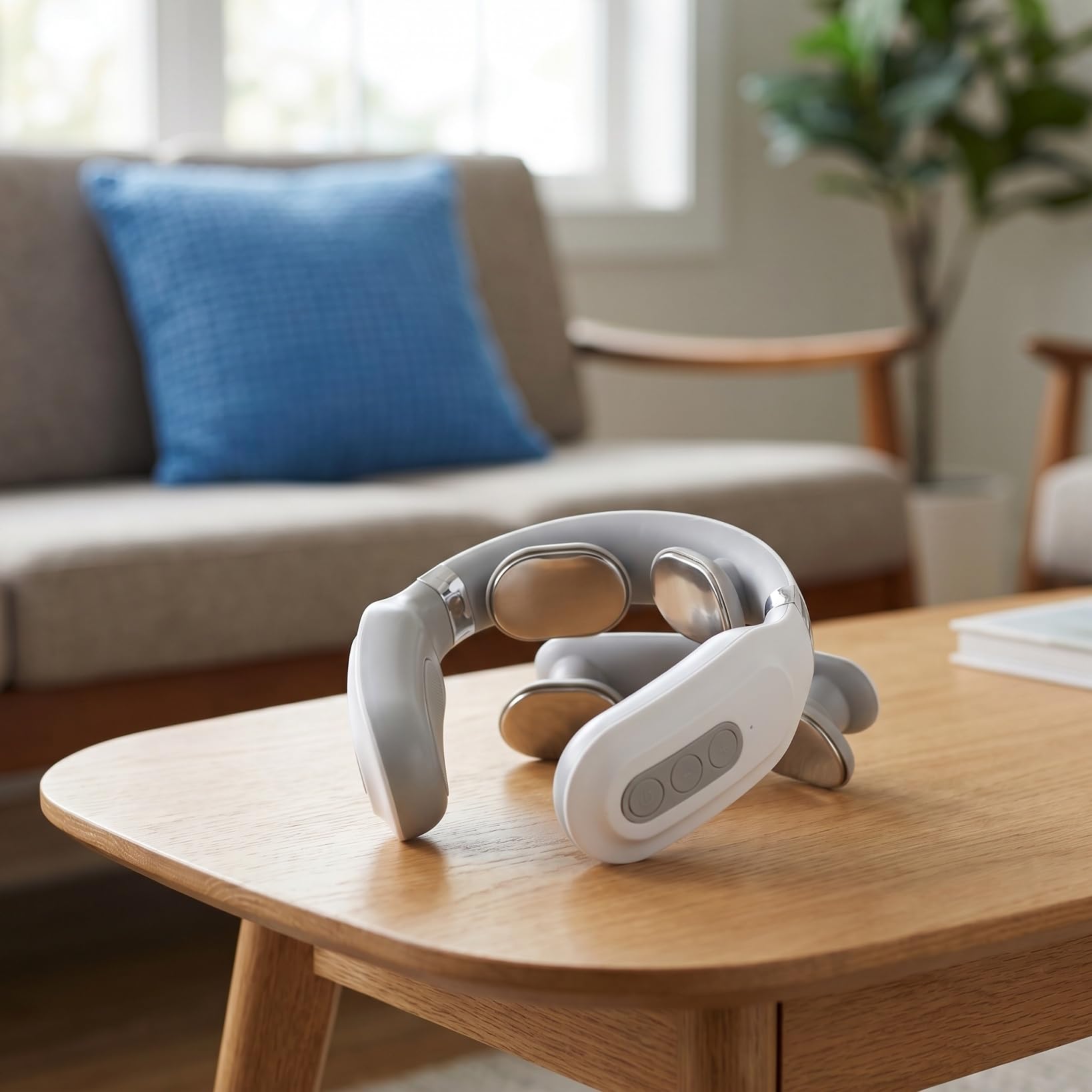 Toyvian Appareil de massage électrique de la nuque avec température constante - Compresse à chaud - Arrêt automatique - Design ergonomique pour soulager les douleurs au cou et aux épaules - Sans fil
