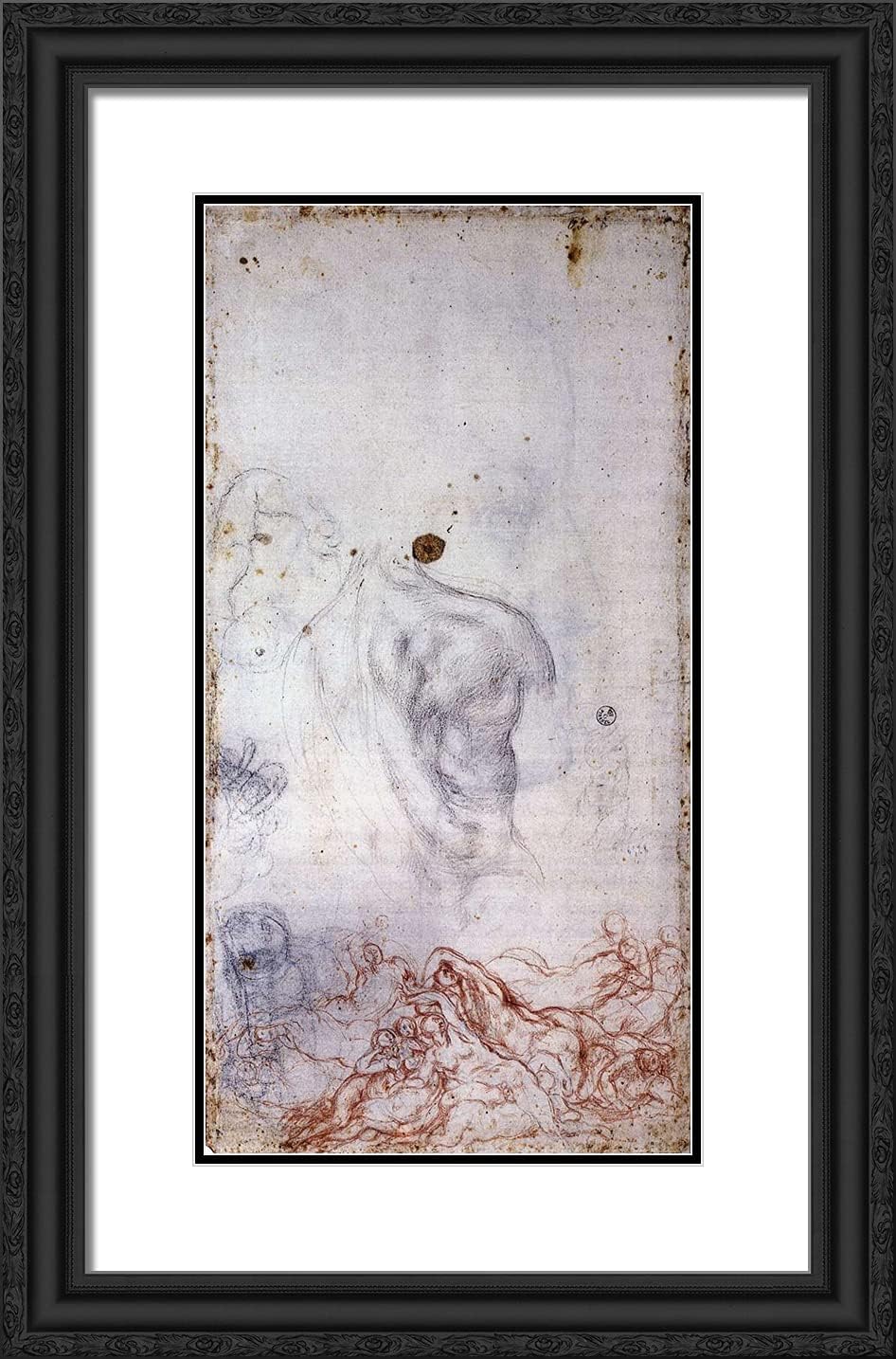 ArtDirect Pontormo, Jacopo 16x24 Gold Ornate Framed Art Print with Double Matting Titled: Study for the Deluge ll