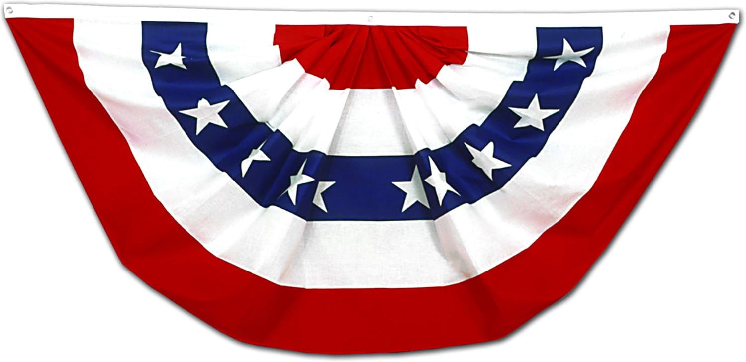 Annin Flagmakers American Flag Pre-Pleated Full Fans Bunting Decorations, 4 x 8 Feet (Model 483350) 100% MADE in USA