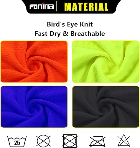 Miniatura 4 de FONIRRA Hi Vis - Camisetas de seguridad con bolsillo para hombre, para trabajo, ANSI Clase 2, reflectante, manga corta