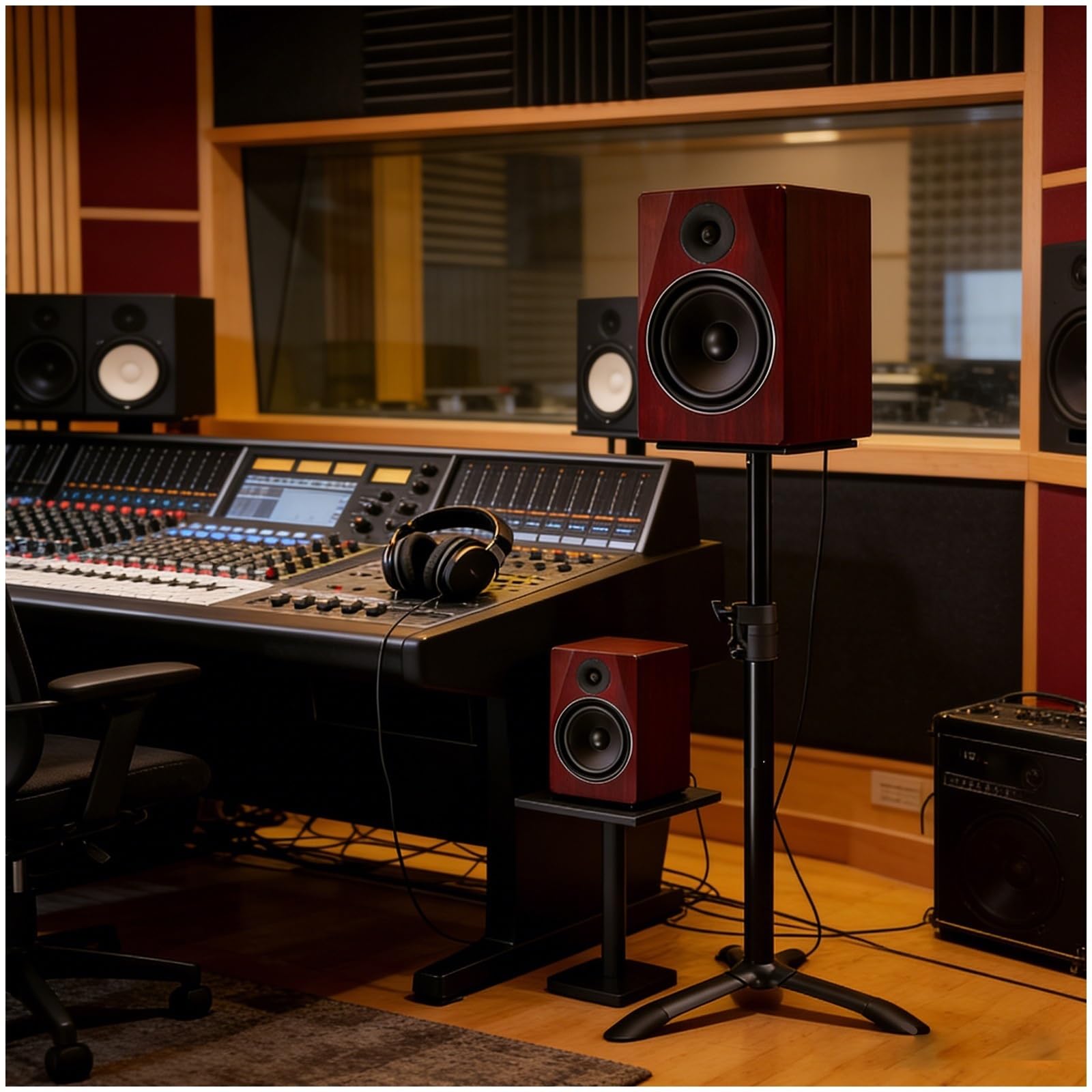Soporte Portátil para Altavoces De Suelo con Altura Ajustable. Base con Patas Acolchadas con Espuma Antivibraciones Soporte De Acero para Cine En Casa para Actuaciones En Directo Estudio