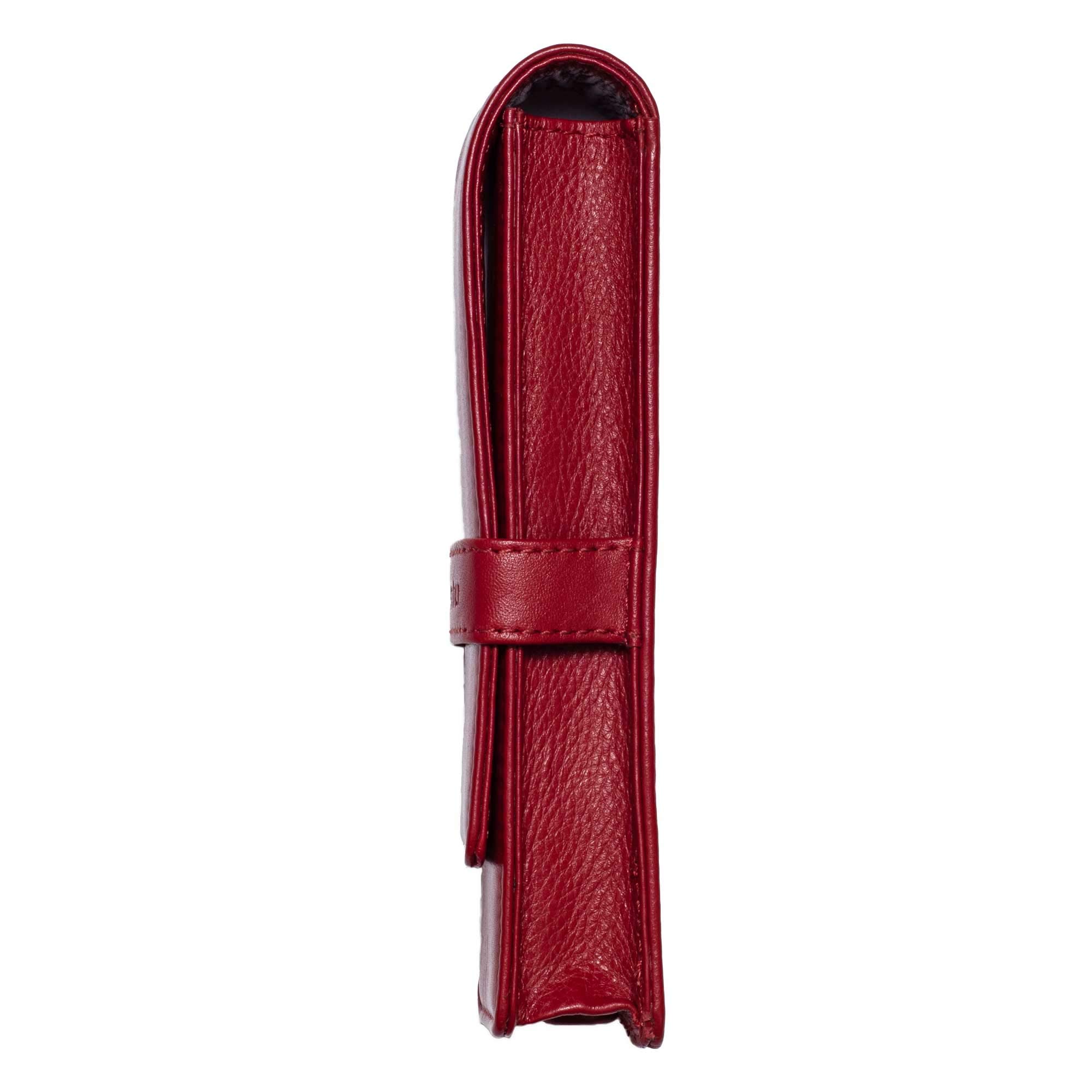 DiLoro Pen Case by Italy Leather Pencil Fountain Pen Holder Double Two Pens Red, Double Pen Case - Image 4