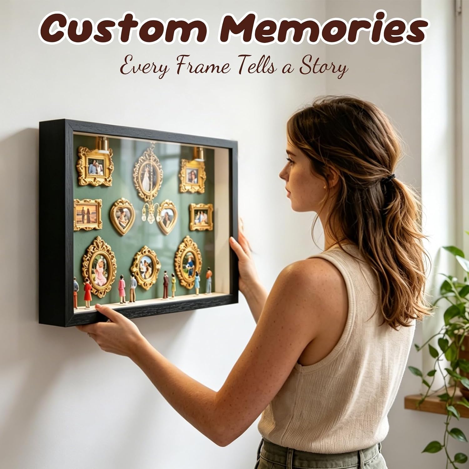 DIY Mini Museum Silhouette Box, Shadow Box Frame Kit, Green