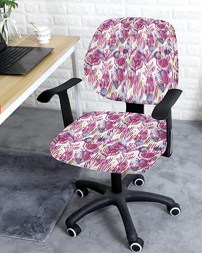 Miniatura 9 de Fundas para silla de oficina con flores abstractas, elásticas, 2 piezas, suave, decorativo, protector para silla de escritorio, protector universal