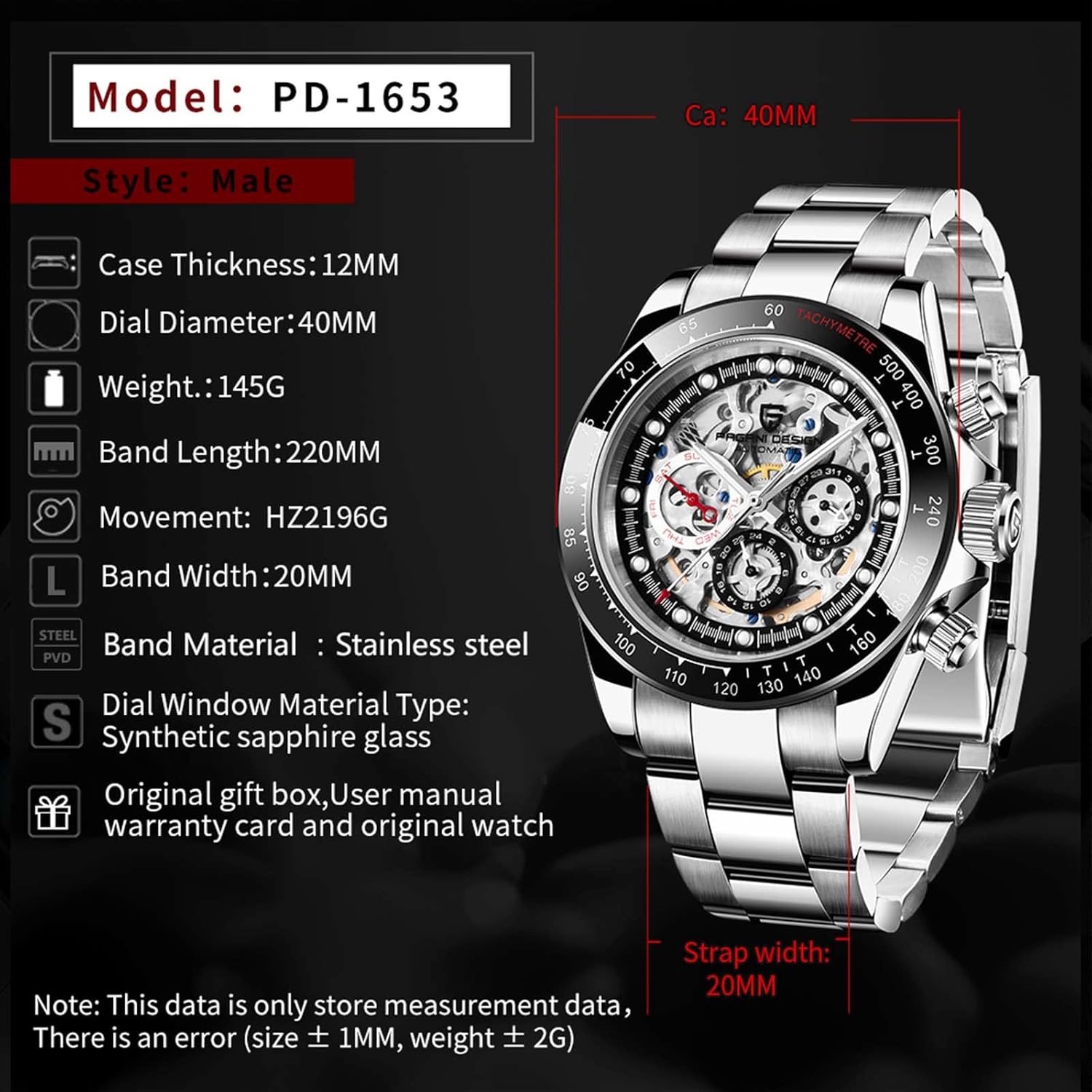 Pagani Design Orologio da Uomo al Quarzo, Cronografo Classico Multifunzione da Uomo, Movimento in Acciaio Inossidabile VK63, Orologio Sportivo da Uomo Resistente Allacqua 100M. Pagani Design Orologio da Uomo al Quarzo, Cronografo Classico Multifunzione da Uomo, Movimento in Acciaio Inossidabile VK63, Orologio Sportivo da Uomo Resistente Allacqua 100M.