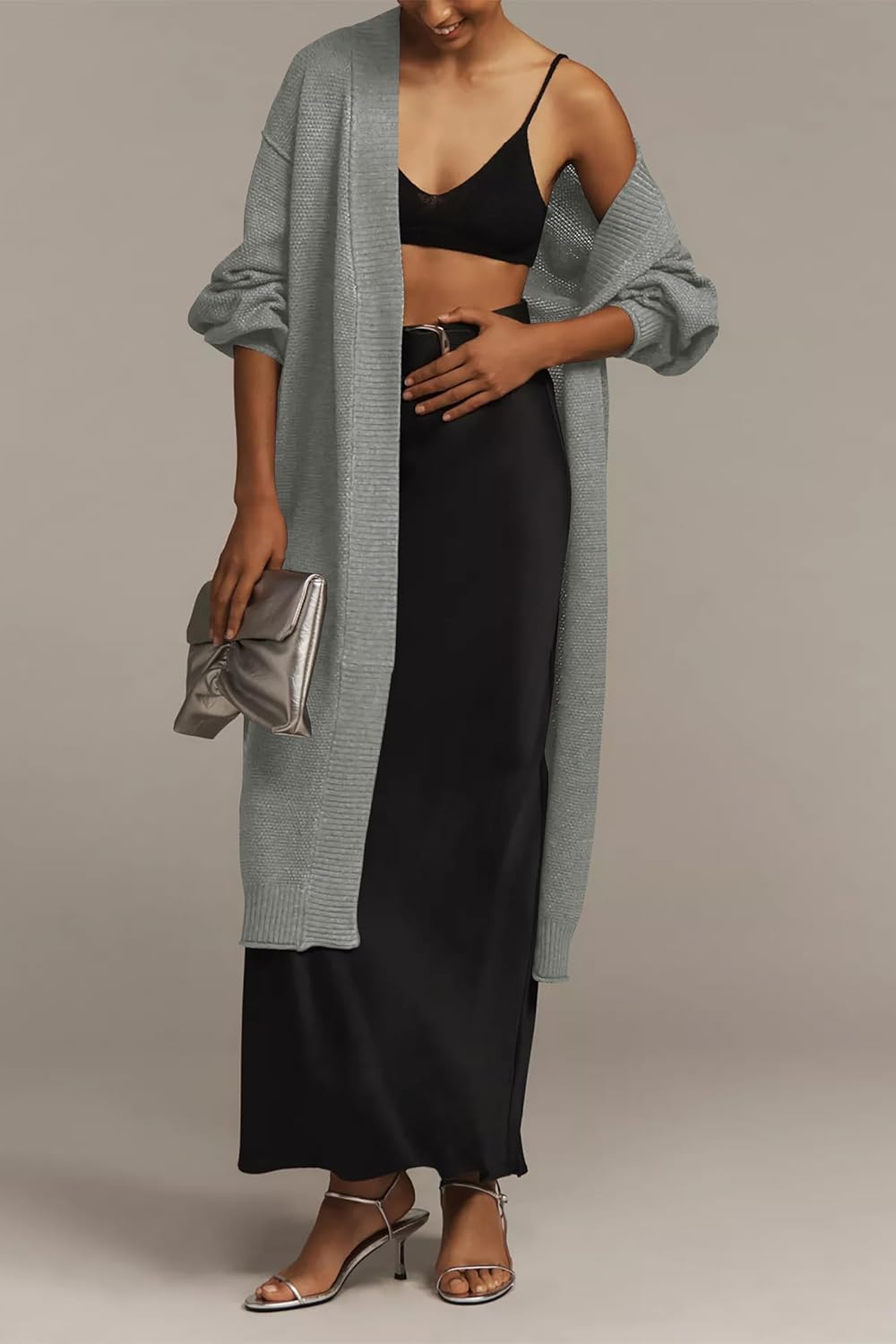 Cakulo Long Cardigan Sweaters for Women Fall Fashion 2025 Oversized Open Front Knit Pockets Cardigans Sweater Coat - Image 2