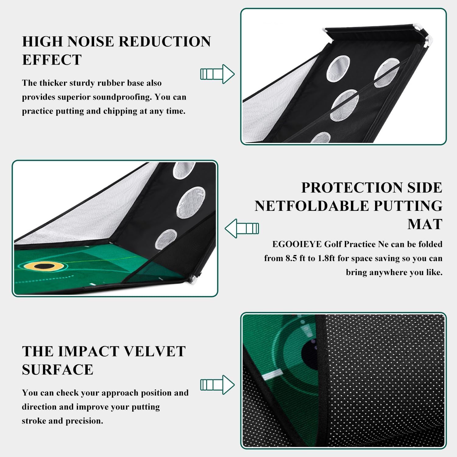 Alfombrilla de golf con sistema de retorno automático de bolas, césped de práctica para interiores y exteriores para entrenamiento profesional