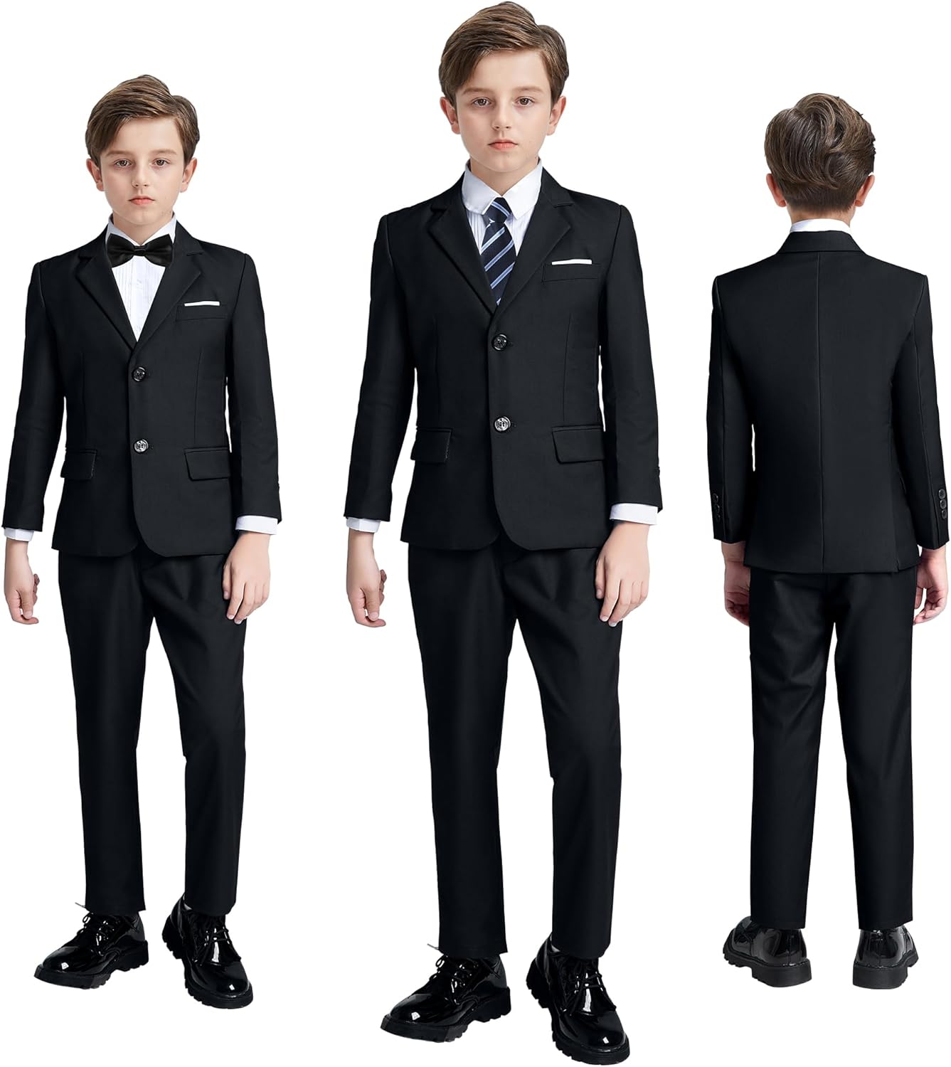 JPF Boys Formal Suits Slim Fit 5 Piece Kids Suit Jacket Pants Set with Dress Shirt and Tie for Wedding Prom - Image 3
