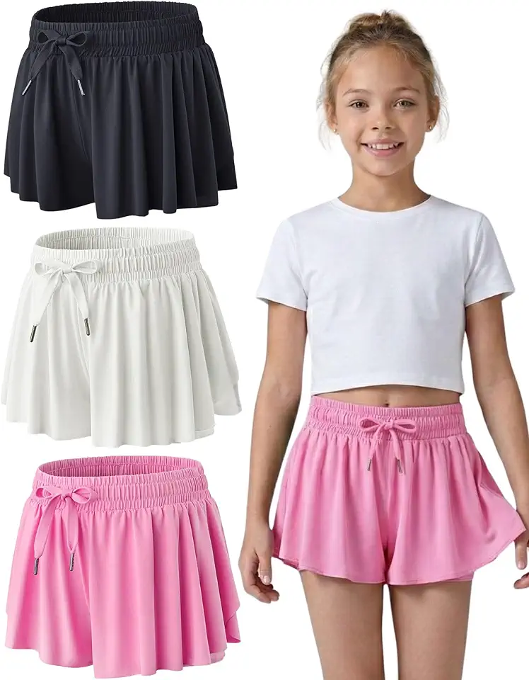 Girls Flowy Shorts 3 Pack Butterfly Skort