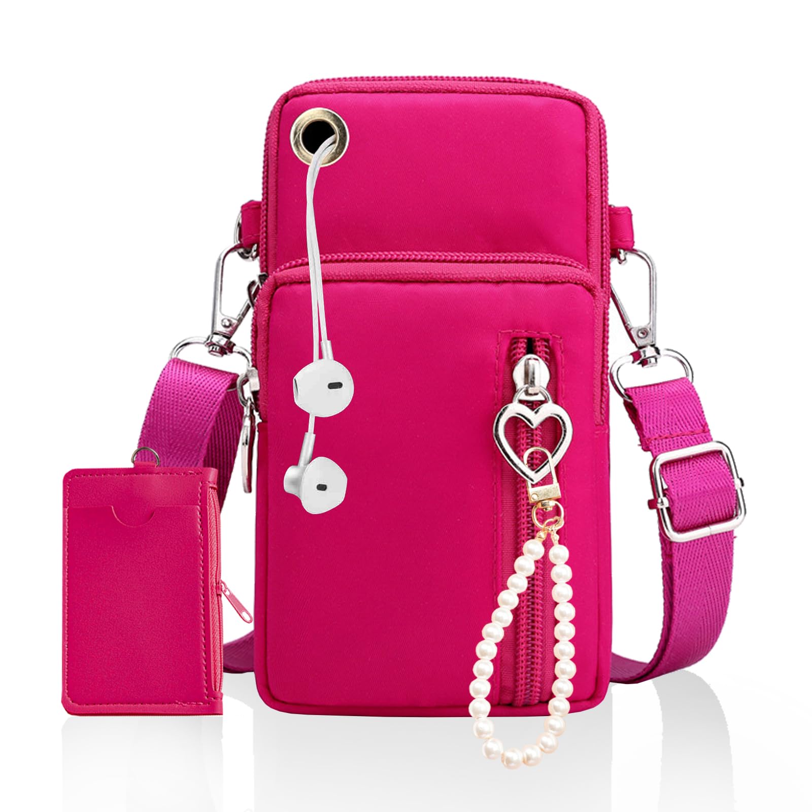 KQDRAVINE Pochette Téléphone Avec Bandoulière Réglable - Sacoche Femme Léger 20x13x2 Cm, 5 Compartiments - Pour Quotidien, école, Shopping