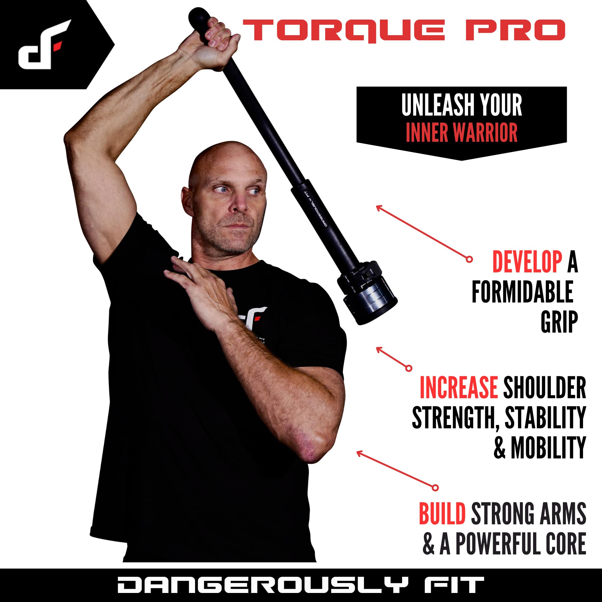 Maverick Torque Pro – verstellbarer langer Stahlschläger – kurzer Streitkolben – gummierte Schlägerglocke – Krafttrainingsgerät für Ganzkörpertraining, Heim- und Fitness-Studio