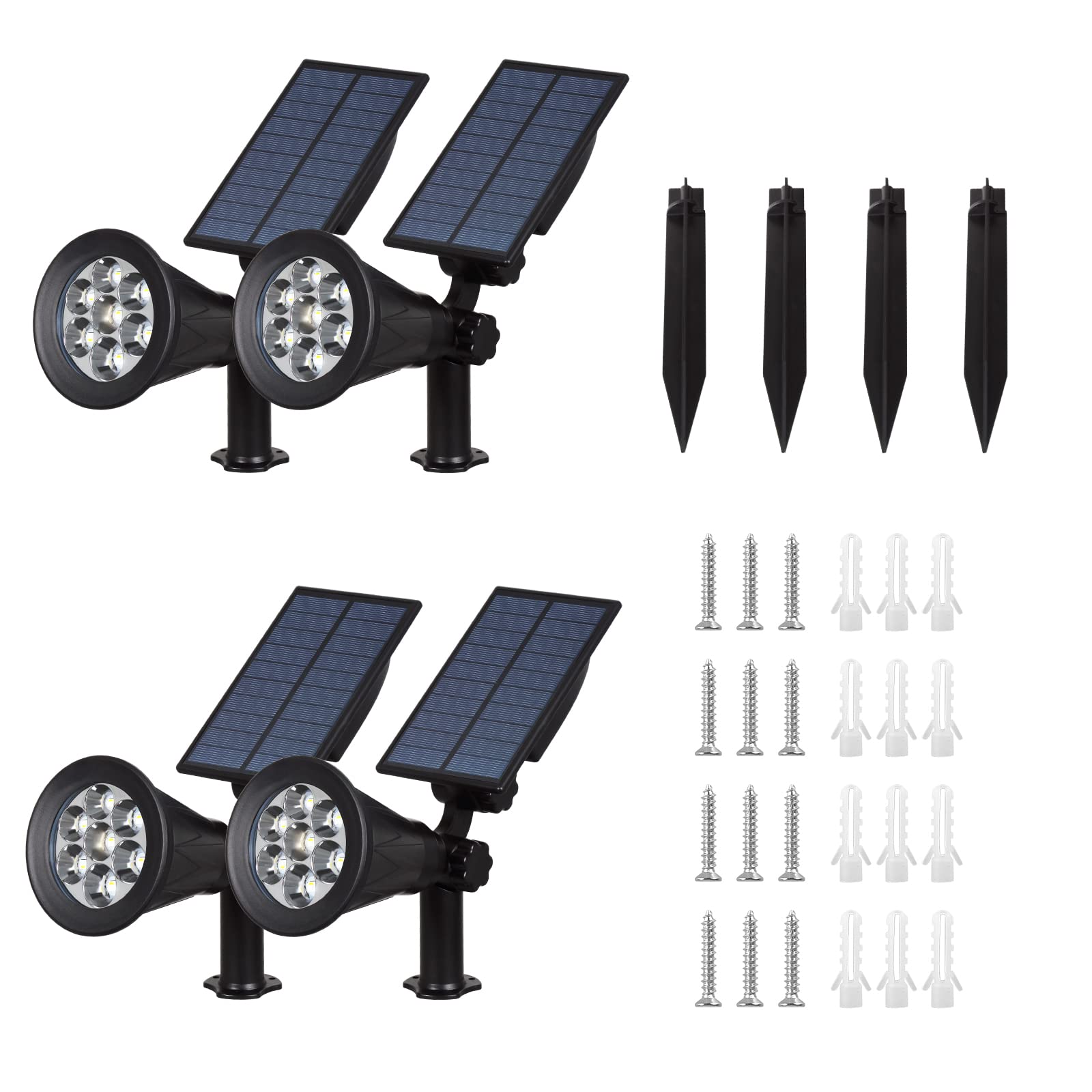 T-SUNUS Solarstrahler Garten Mehrfarbig, Solarstrahler für Außen RGB, Solar Gartenleuchte Garten Farbig, IP65 Wasserdicht mit 7 Farbwechsel für Baum Terrasse Gartenweg Rasen 4 Stücke