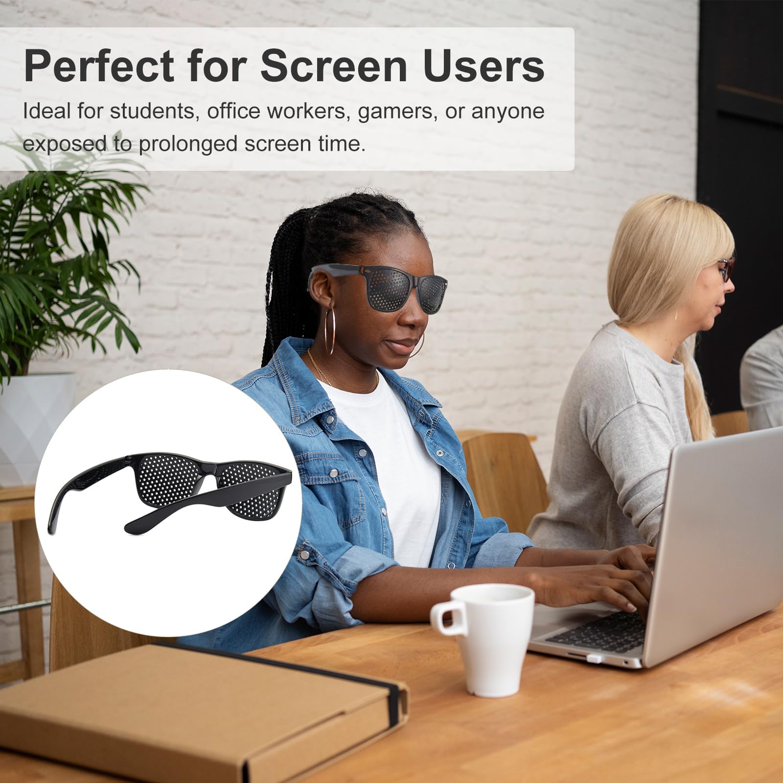 Rasterbrille Pinhole Glasses, Lochbrille für Augentraining, Rasterbrille Augentraining, Anti Ermüdungsbrille zur Entspannung, Raster-Brille, Gitter-Brille mit faltbaren Bügeln, 2 Stück, Schwarze