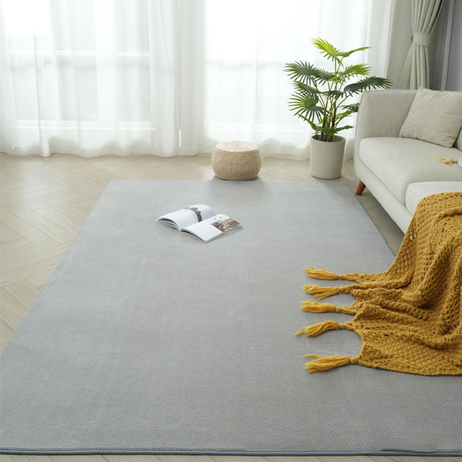 Tappeto ultra morbido, lavabile in lavatrice, antiscivolo, in finta lana, per soggiorno, camera da letto, sala da pranzo, casa e ufficio (80 x 160 cm)