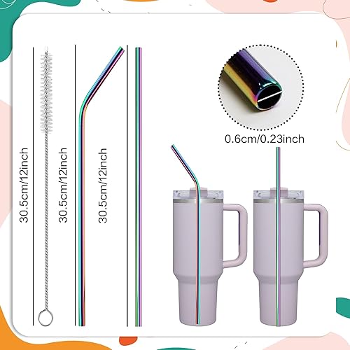 Miniatura 2 de AQUAPHILE Pajitas de acero inoxidable para vaso Stanley de 40 onzas, popote extra largo de 12 pulgadas de repuesto para accesorios de taza Stanley,