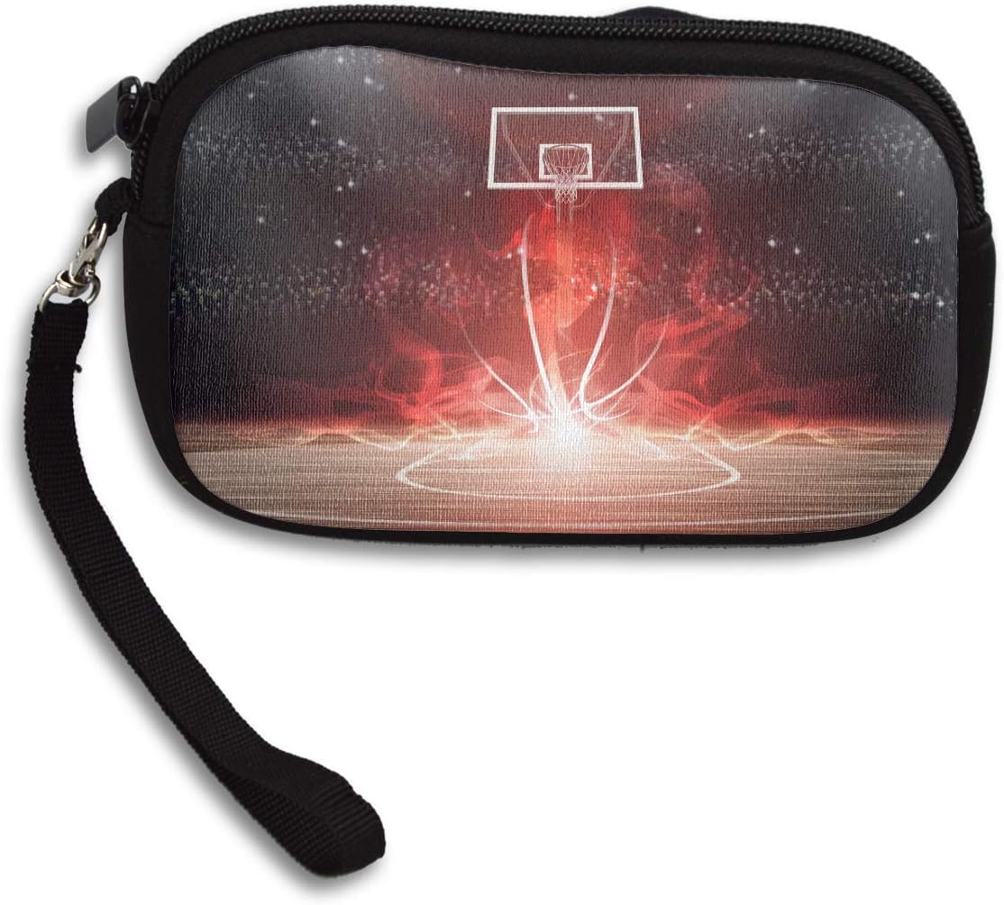 SeCoin Fire Basketball Field Wallet Zipper Burse Notecase Coin Purse Portable Pouch Storage Bags Card Holder Unisex Women -3.8" 6"