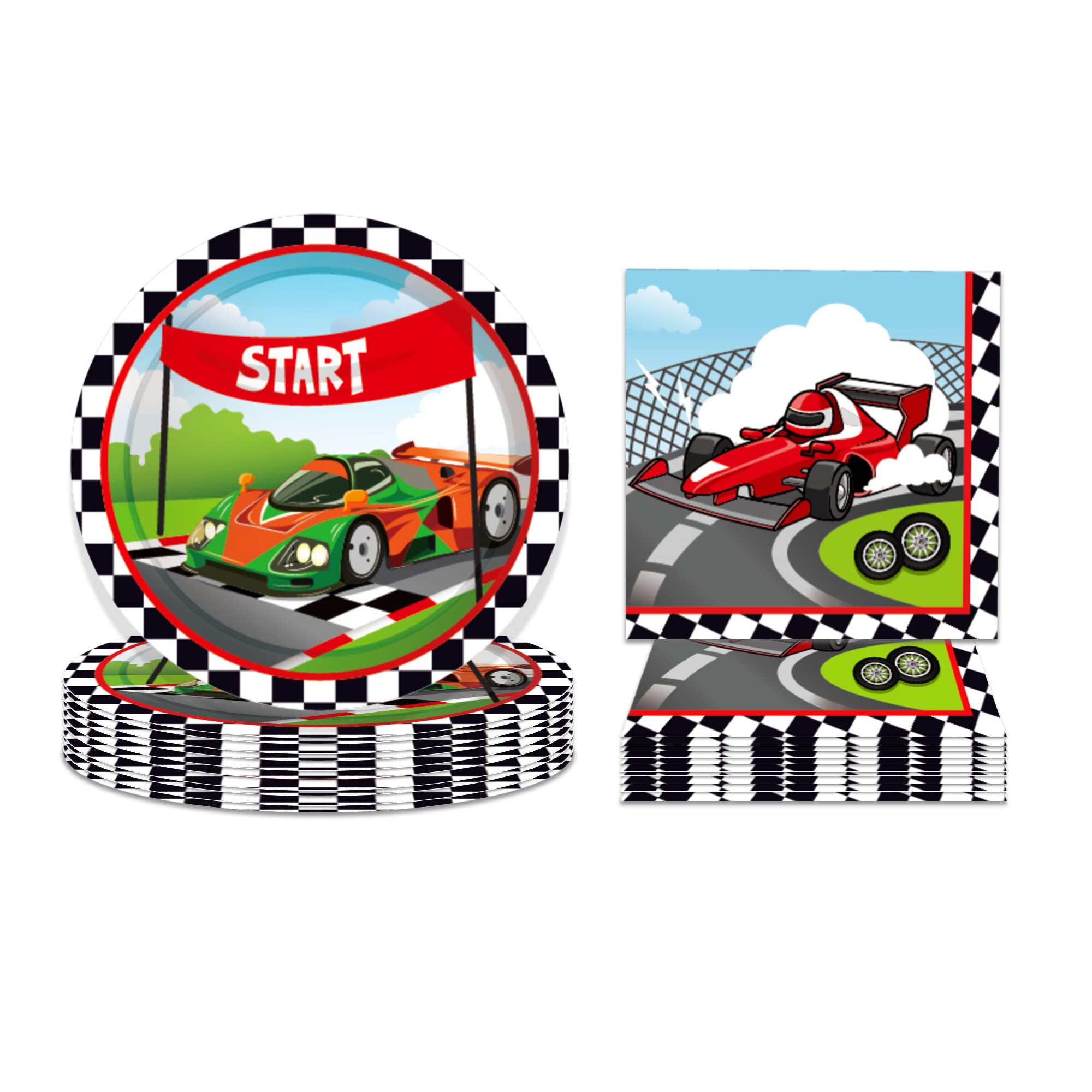 Amazon.com: Racing Car Plates and Napkins Serves 24 Gusets 64 Pcs ...