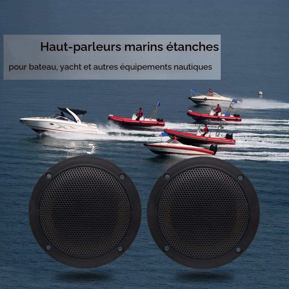 2 BASS FACE SPL5.2B Haut-parleurs Noirs à Double cône de 125 Watts rms et 250 Watts Max par Paire 14,50 cm 145 mm 5,25" étanche Piscine Bateau pub hôtel, par Paire