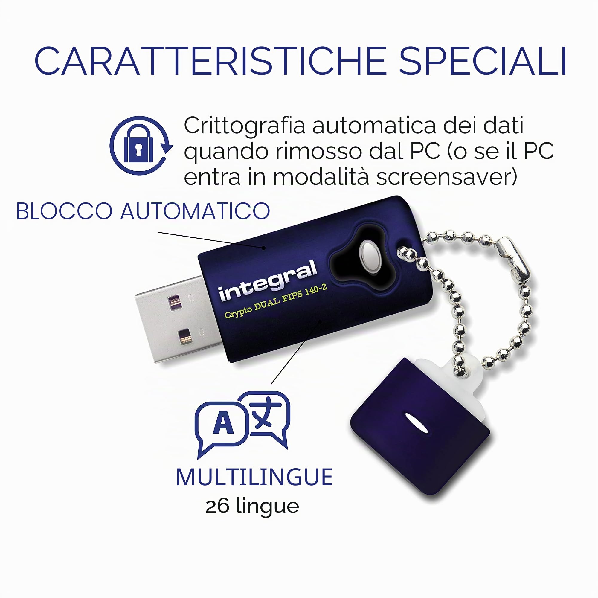 Integral INFD16GCRYDL3.0140-2 Crypto Dual FIPS 140-2 - Chiavetta USB 3.0 da 16 GB con crittografia hardware AES a 256 bit