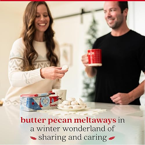 Miniatura 5 de David's Cookies Winter Wonderland Pecan Meltaways Tin - Paquete de galletas gourmet de Navidad para la familia y los amigos - Deliciosas y suaves