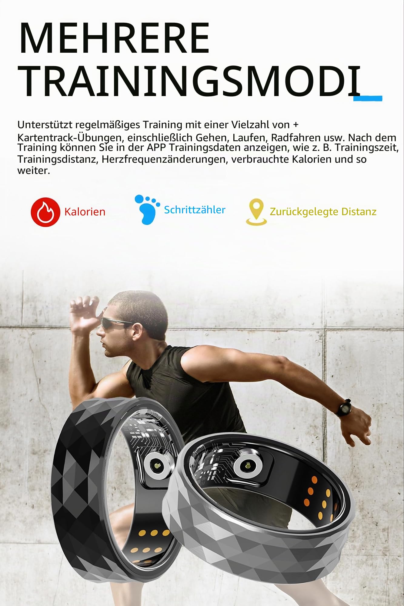 findtime Smart Ring Android Smartringe für Damen Herren Fitness Tracker Ring Pulsmesser iOS Smartring Fitness Ring Tracker Finger Schlaftracker Gesundheits Tracker Schrittzähler Kalorien Silber