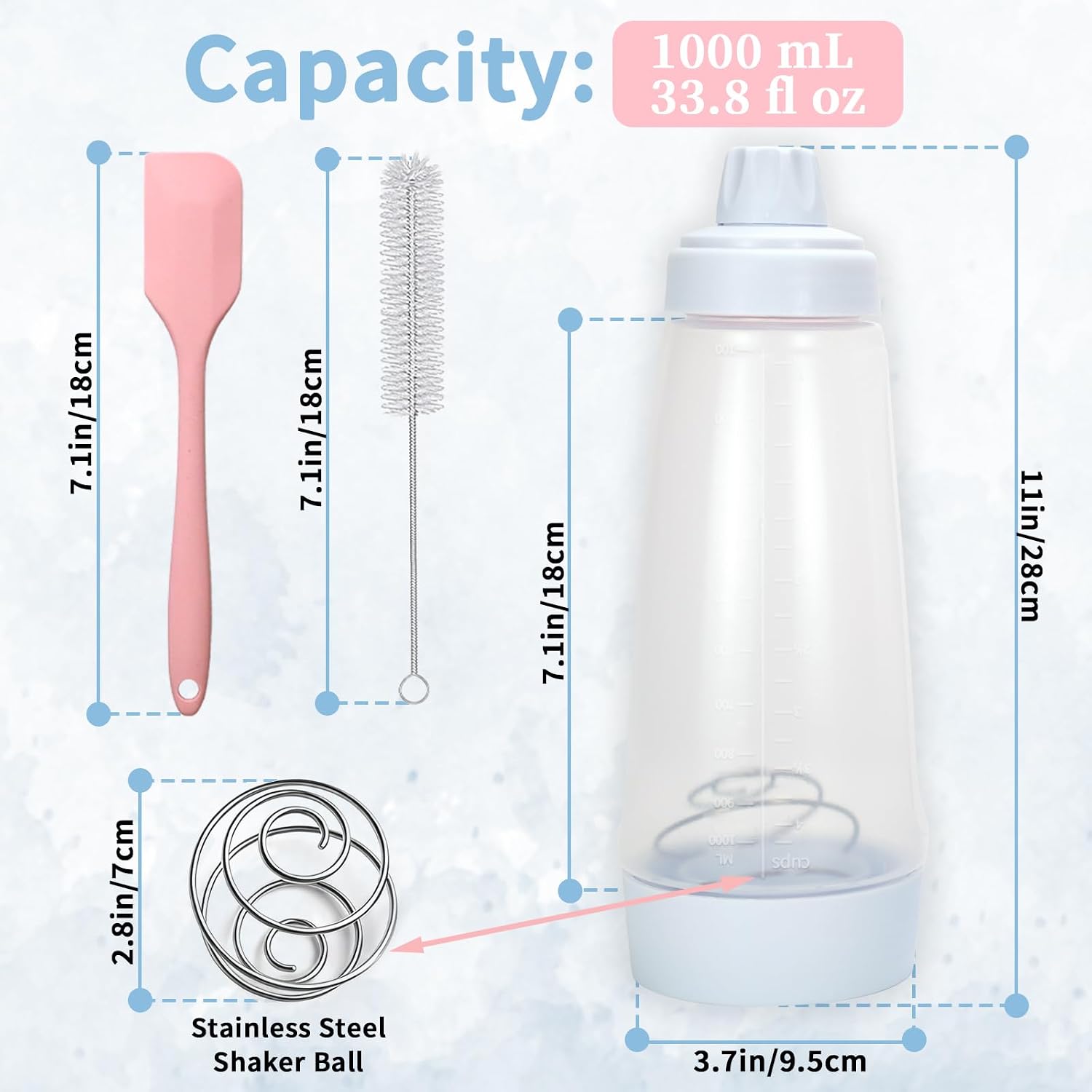 2 Pancake Batter Dispenser with BlenderBall&Silicone Spatula&Cleaning Brush