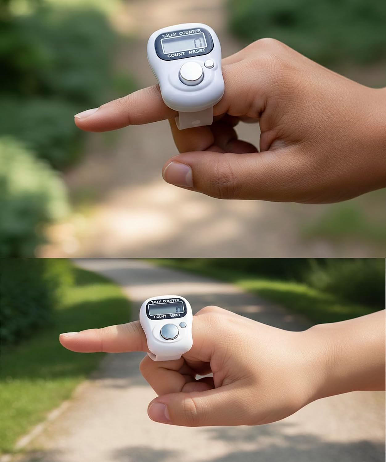 SET OF 12 White Digital Finger Counters | White Tasbih/Dhikr Counters | Resettable Electronic Tally Counter Ring LCD Display | Ideal for Counting Prayers, Golf Strokes, Inventory, Laps, Reps, Knitting