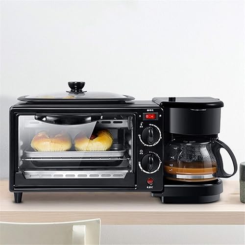 Miniatura 3 de Máquina de desayuno multifuncional para el hogar 3 en 1, mini máquina eléctrica de pan americano, mini horno, cafetera para oficina en casa sin