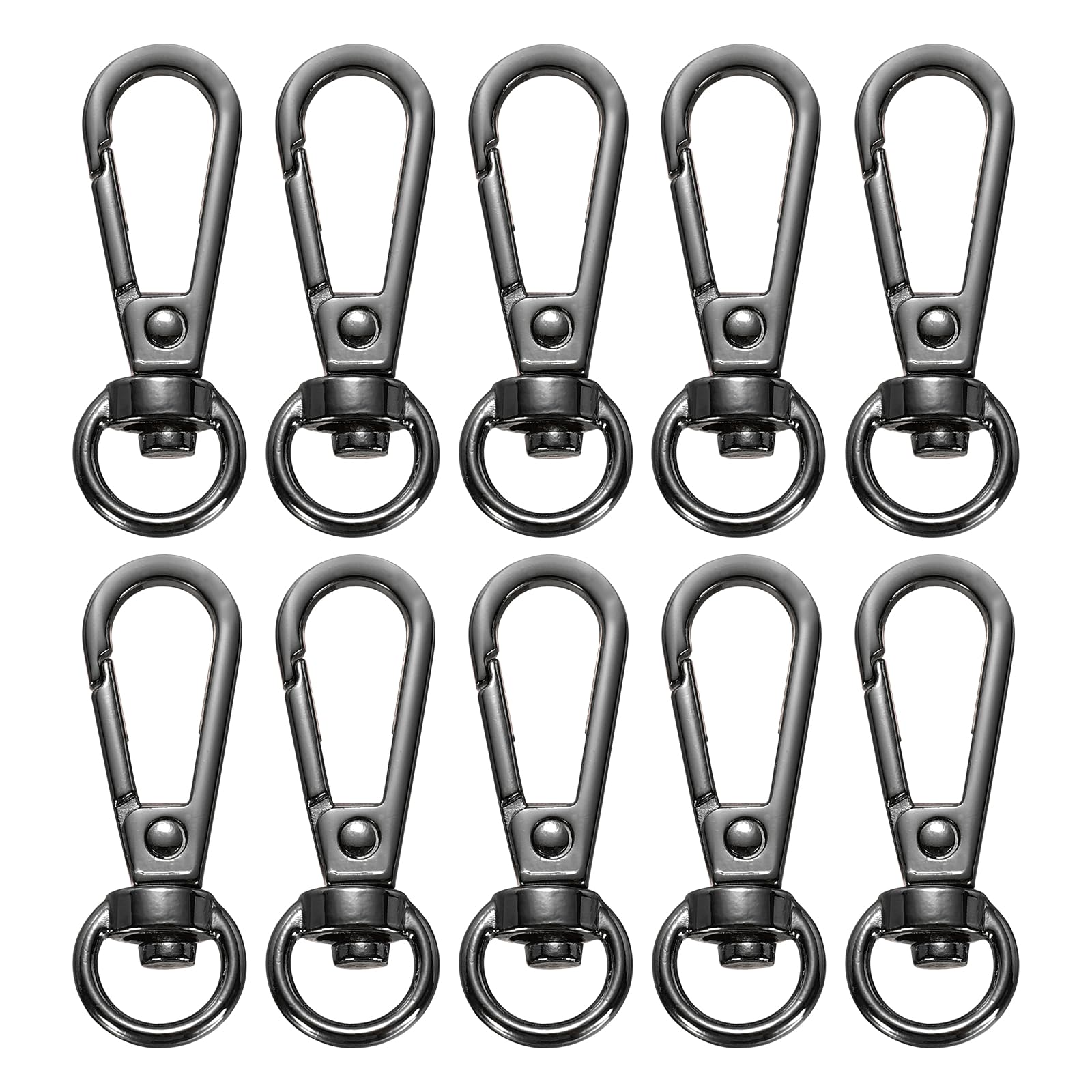PATIKIL Swivel Lobster Claw Clasps 10pcs Push Gate Snap Hook Metal Trigger Clips Purse Hardware for Keychains Purse Handbag Makings DIY Crafts, Black