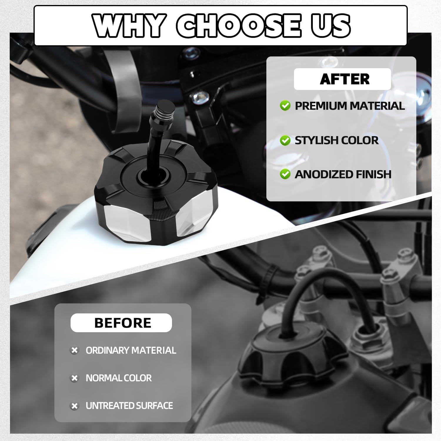 Dirt Bike Gas Cap,CNC Motorcycle Gas Fuel Tank Cap Cover with Air Vent Hose for CRF250R/CRF250X/CRF450R/CRF450X/CRF450RX/XR70R/XR80/XR200/XR250/XR400/XR600L/XR650L/XR650R/TRX400EX/TRX450R-Black